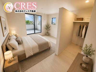 【洋室】 | ☆☆☆新築分譲　錦町江栗１丁目第２H　長期優良住宅　全5棟♪　 | ２階洋室3～４部屋
※実際に現地に家具はおかれておりません。また価格に家具は含まれておりません。(作成CG)
