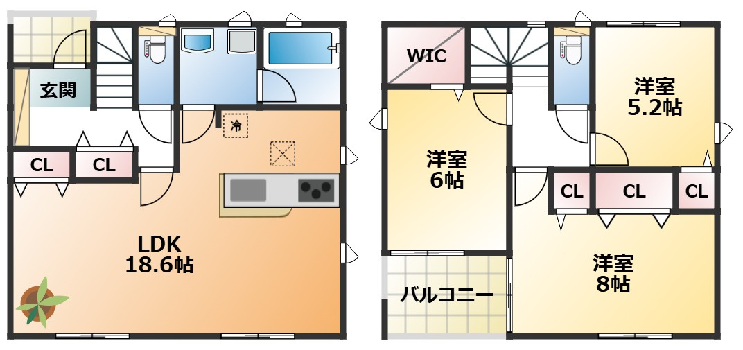 CRADLEGARDEN真岡市長田第24の間取り|南向きで陽当たりの良い間取りです