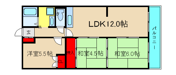 プレジデント東大阪4号棟の間取り