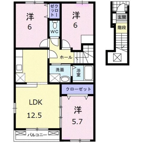 スワン　ＫＩＴＡＭＵＲＡ　Ｄの間取り