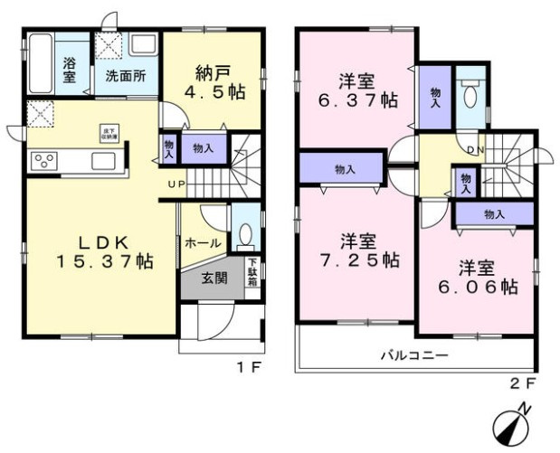 JR朝霧駅徒歩12分　収納豊富　垂水区狩口台５丁目　新築戸建の間取り