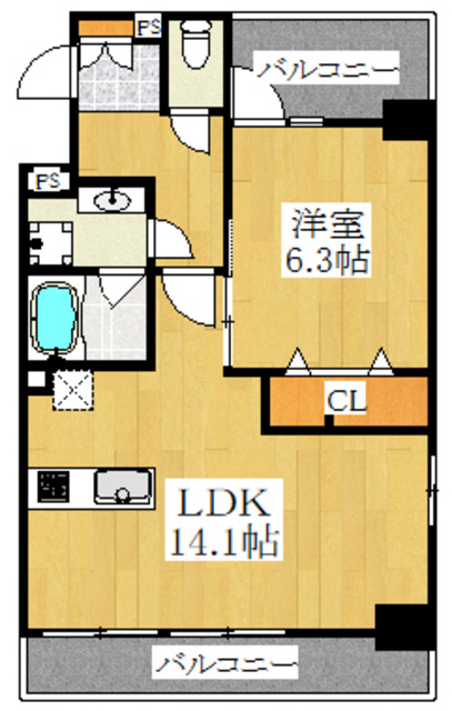 ＭＯＮＯＬＩＴＨの間取り|両面バルコニーの１ＬＤＫ☆