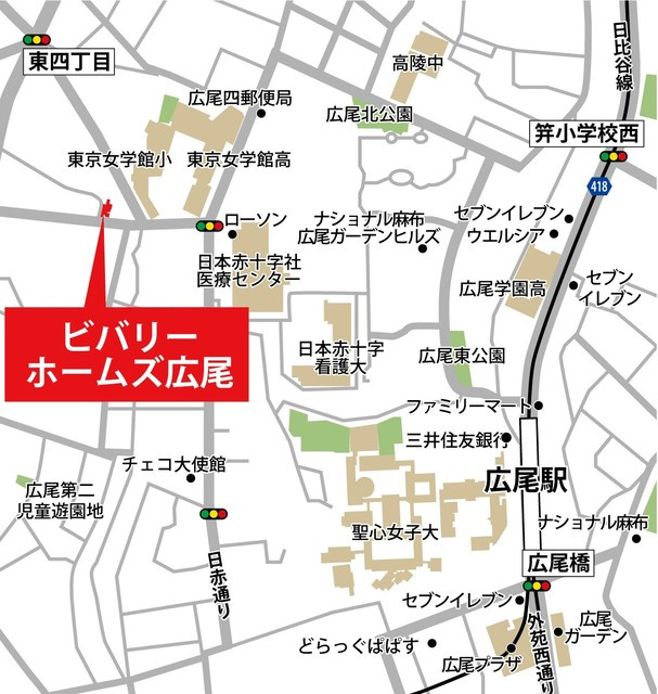 ビバリーホームズ広尾の地図