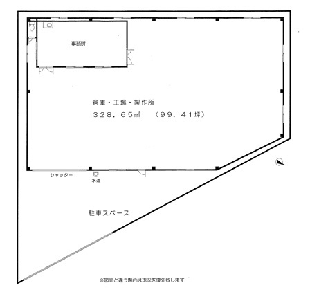 八潮市大字木曽根の倉庫の間取り