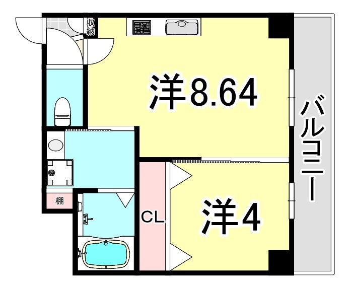 尼崎市開明町２丁目のアパートの間取り