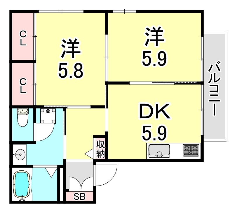 ディアス離宮山手Cの間取り