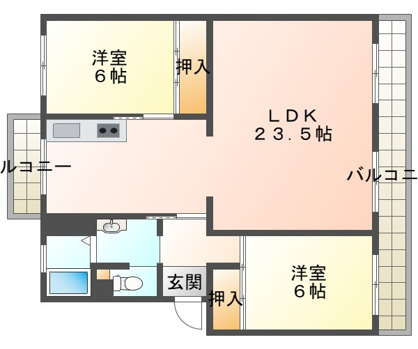 一ノ谷グリーンハイツI棟の間取り