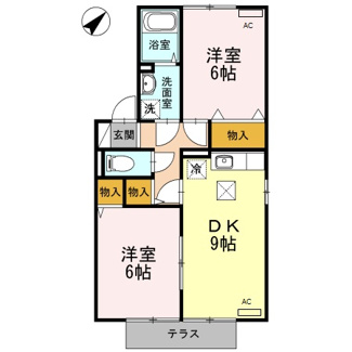 【間取り】 | メゾンドール　B棟 | 2DK