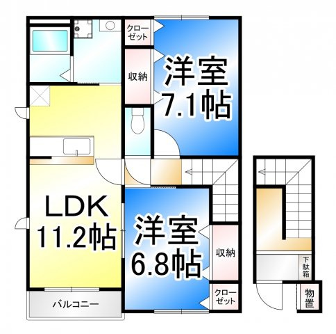 リバーウインド城南Ａの間取り