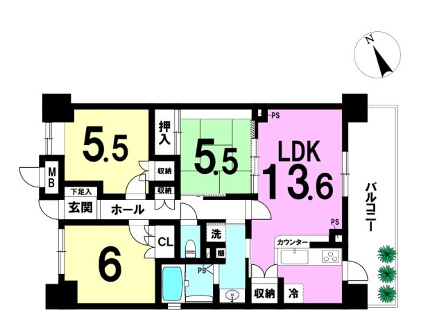 サンクレイドル磐田の間取り|3LDKの間取りになります。