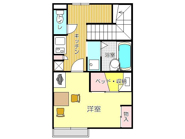 中間市岩瀬西町のアパートの間取り