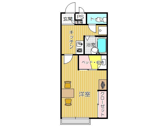 中間市岩瀬１丁目のアパートの間取り