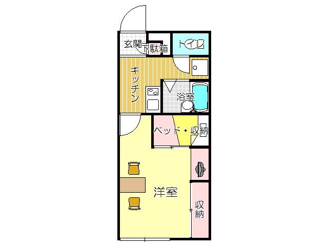 北九州市八幡西区船越１丁目のアパートの間取り