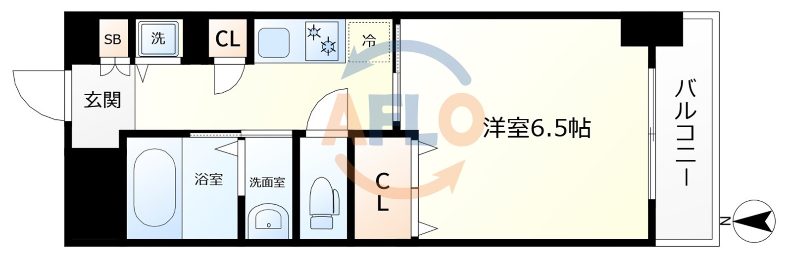 CITY SPIRE靭公園（シティスパイア靭公園　旧：ルナコート江戸堀の間取り|CITY SPIRE靭公園　開放感ある間取り