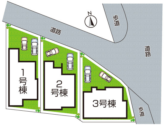 ●奈良市中山町　第16期　新築一戸建ての区画図|全3区画