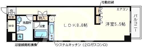 南堀江アパートメントシエロの間取り|南堀江アパートメントシエロ　ひろびろとした間取り