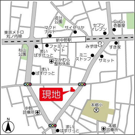 【地図】コンフォリア新中野Ⅱ