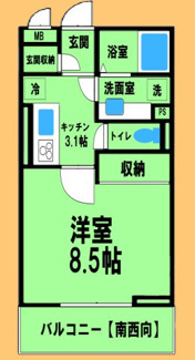 【間取り】 | Grand station宮上Ⅰ | 間取り図：反転タイプ
