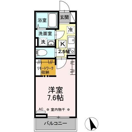 【間取り】 | ウェルデンス戸塚Ｂ | 1Kの間取りです！