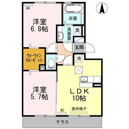 熊本市南区御幸笛田３丁目のアパートの間取り