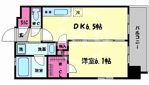 エステムコート中之島GATEⅡの間取り|エステムコート中之島GATEII　開放感ある間取り