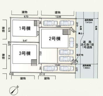 高座郡寒川町大曲 第21　新築戸建　全3棟2号棟の区画図
