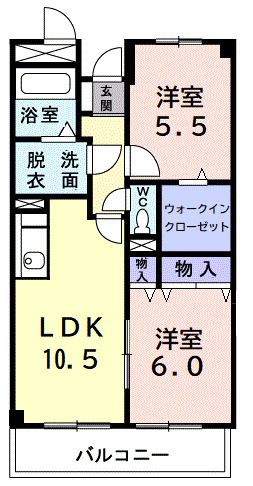 【間取り】 | エスポワールいずみ野 | 広々した２ＬＤＫ！