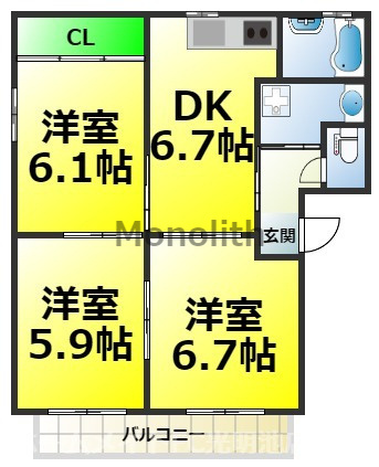 グリーングラスBの間取り