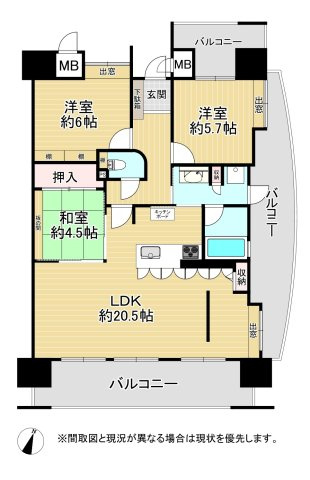 グランドパレスプラウド到津（A-1）の間取り