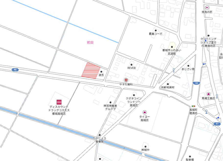 都城市高城町穂満坊の売地の土地図