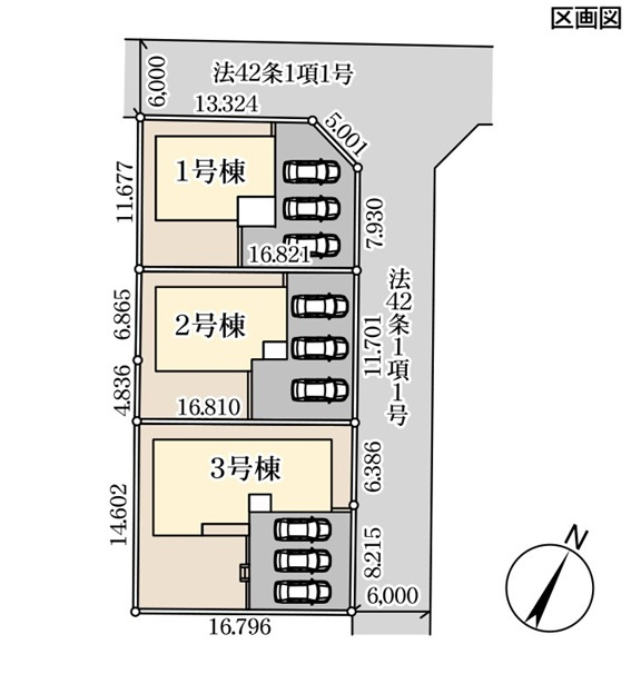 【Livele Garden】　下都賀郡野木町友沼　全3邸の区画図|全棟配置図