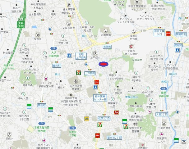 宇都宮市上戸祭町　戸建の地図