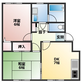 【間取り】 | ガーデンハウス元町 | 広々とした2DKの間取り！