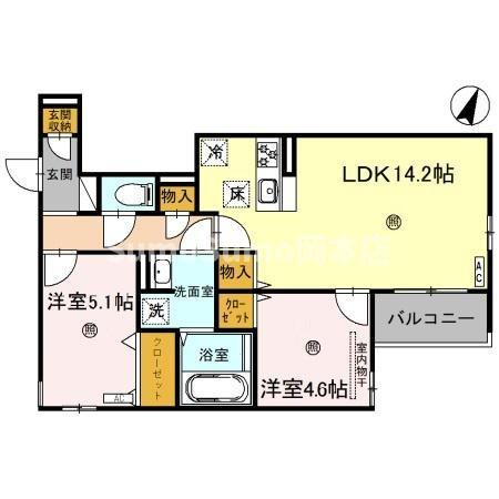 神戸市東灘区住吉宮町１丁目のアパートの間取り