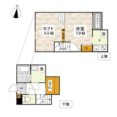 熊本市中央区琴平本町のアパートの間取り