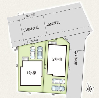 【区画図】 | 【仲介手数料無料！！】稲城市押立　新築戸建て（全2棟）1号棟　5680万円