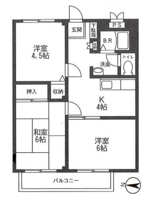 相模原市中央区氷川町の賃貸マンションの間取り