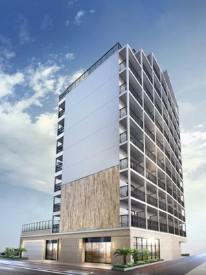 【外観パース】 | ALTERNA中野 | 鉄筋コンクリート造のがっちりとした建物。