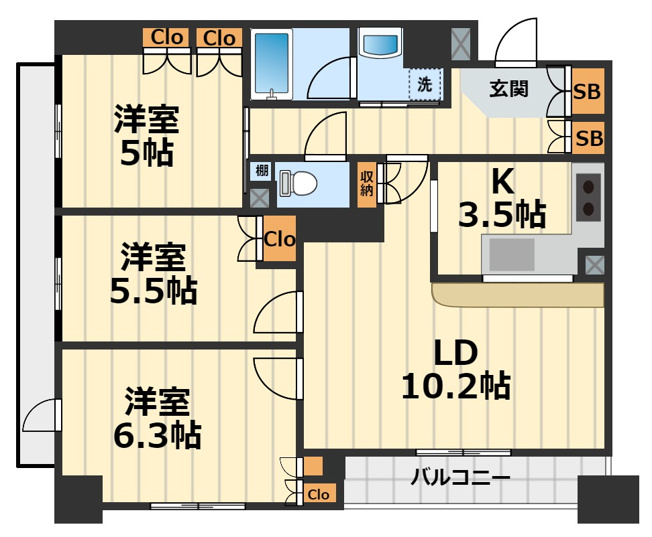 【間取り】 | パークキューブ京王八王子2(パークキューブケイオウハチオウジツー)