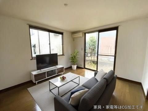 青葉荘Ｂ棟の居間・リビング|家具はCGです。現況優先。