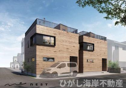 茅ヶ崎市小和田3丁目　新築戸建　全2棟の外観パース|イメージパスですので実際のものと多少異なります