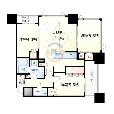 ウェリスタワー京町堀　西船場小学校区の間取り|ウェリスタワー京町堀　間取り