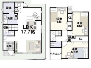 伊丹市昆陽南　新築一戸建ての間取り