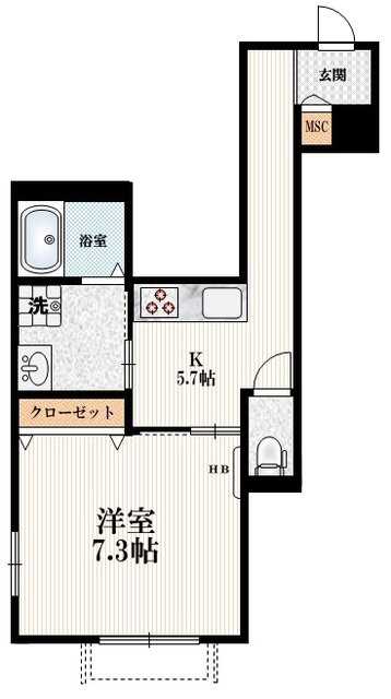 アールズコートの間取り|角部屋です