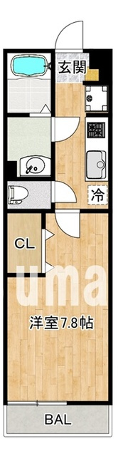 リブリ・イレブンの間取り|西向きです。