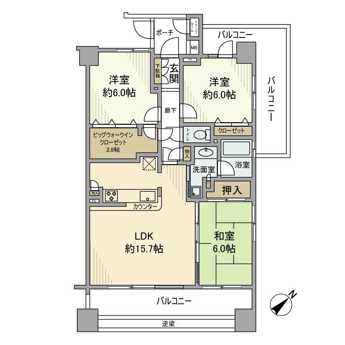 クレストフォルム横浜鶴見の間取り