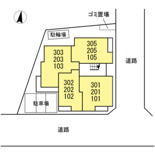 川崎市多摩区宿河原６丁目のアパートの区画図|配置図