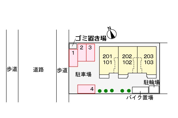 サンリットの駐車場