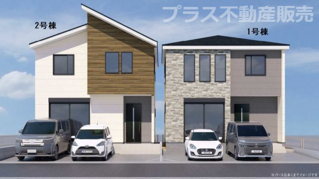 【外観】 | 福岡市西区石丸3丁目3期　1号棟（全2棟）【仲介手数料無料・0円】 | 完成イメージの外観パースです。