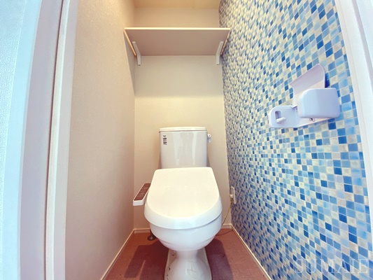 メゾンフルール小岩駅前のトイレ|トイレです。収納棚があります。